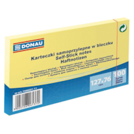 Bloczek samoprzylepny DONAU, 127x76mm, 1x100 kart., jasnożółty
