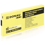 Bloczek samoprzylepny DONAU Eco, 38x51mm, 3x100 kart., jasnożółty 3 szt./opak.