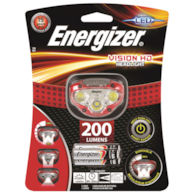 Latarka czołowa ENERGIZER Vision HD Headlight + 3szt. baterii AAA, czerowna
