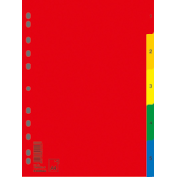 Przekładki DONAU, PP, A4, 230x297mm, 1-5, 5 kart, mix kolorów
