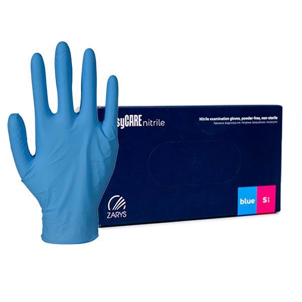 Rękawice nitryl bezpudrowe S op 100 ZARYS niebiesk