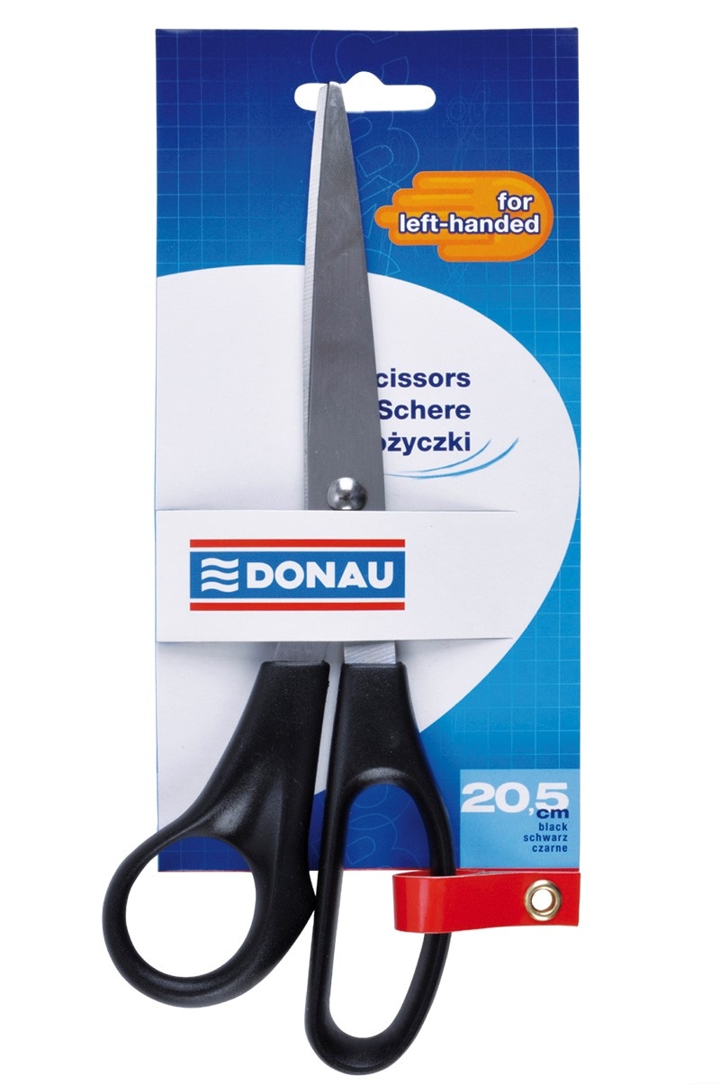 Nożyczki biurowe DONAU dla leworęcznych, klasyczne, 20,5cm, czarne