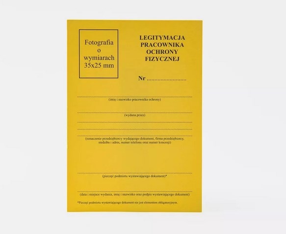 Legitymacja pracownika ochrony fizycznej 100szt
