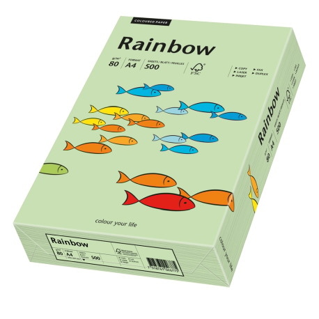 Papier ksero przygaszony zielony A4/80g 500 arkuszy Rainbow