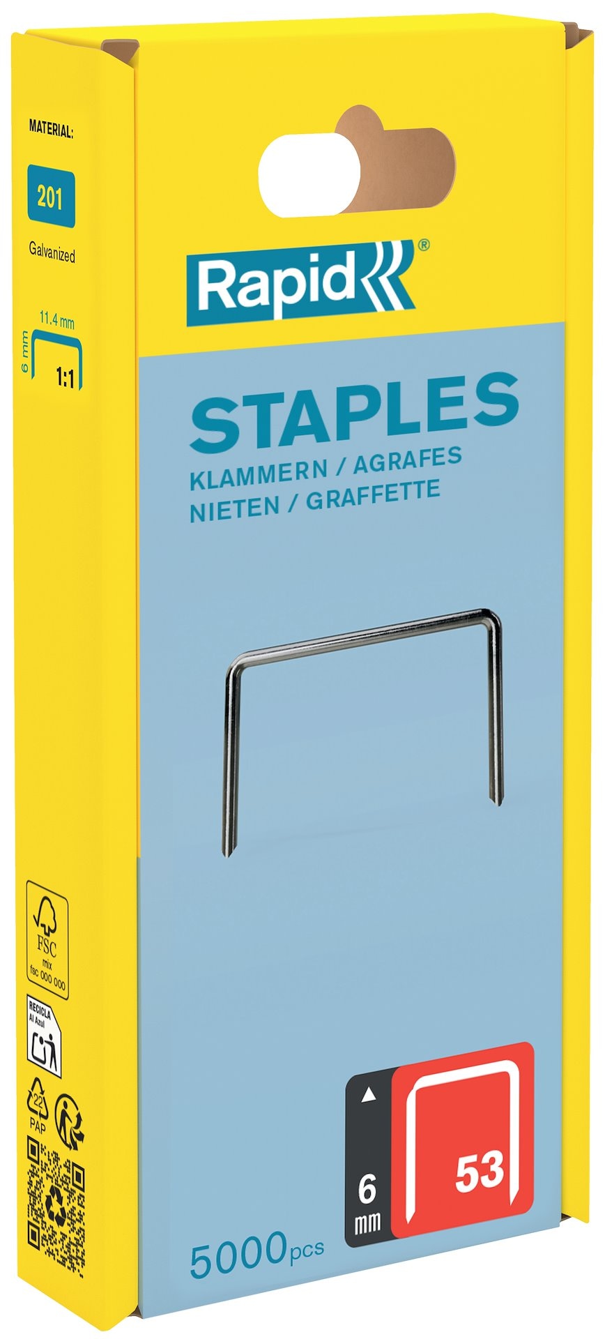 Rapid No. 53 Finewire staple 6 mm