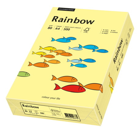 Papier ksero jasnożółty A4/80g 500 arkuszy Rainbow