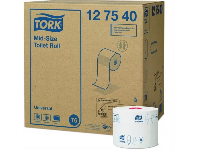 Tork Mid-size papier toaletowy, 1 warstwa, makulatura, 135 m