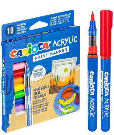Markery akrylowe z pędzelkiem CARIOCA blister 10 kol. (45281)