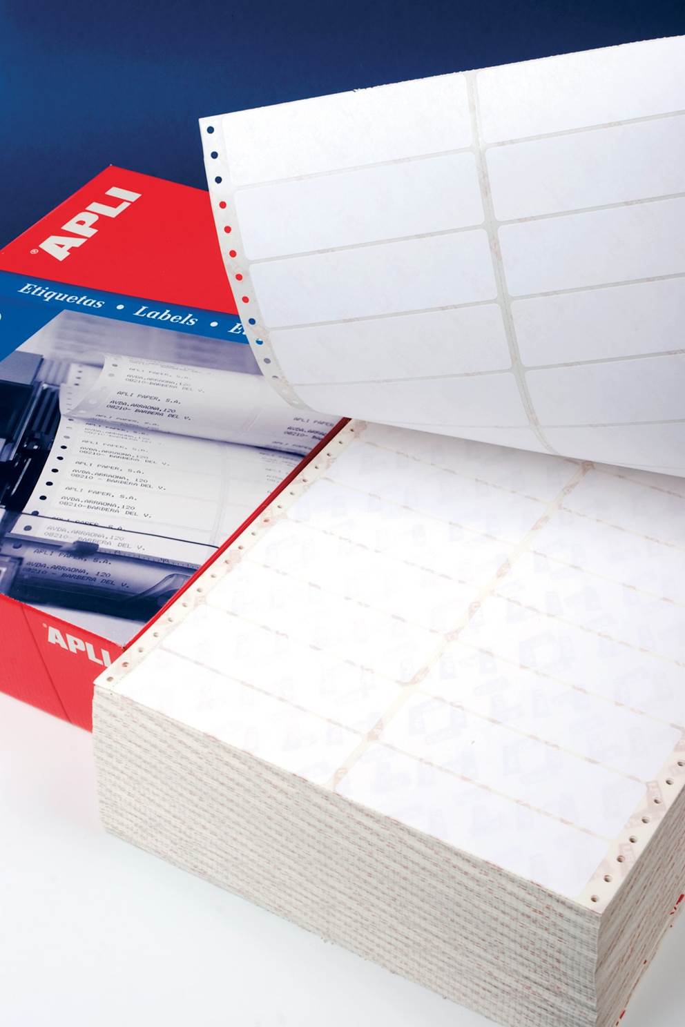 Etykiety do drukarek igłowych APLI, 88,9x36mm, 2-kolumny, prostokątne, białe