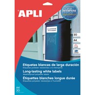 Etykiety poliestrowe APLI, 70x37mm, prostokątne, transparentne 20 ark.