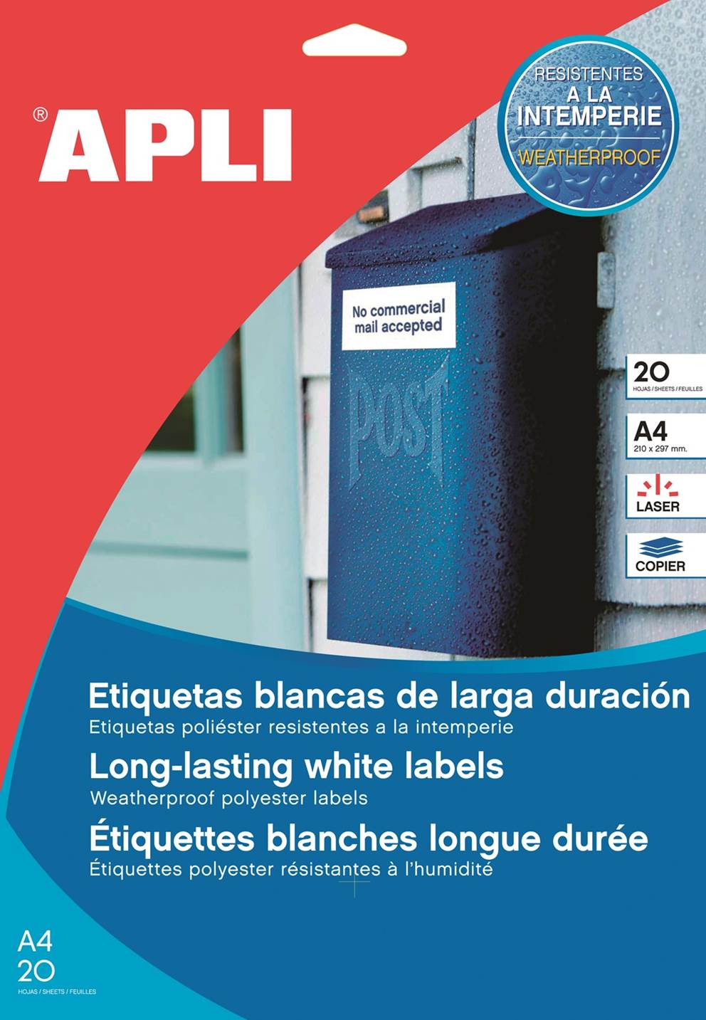 Etykiety poliestrowe APLI, 70x37mm, prostokątne, transparentne 20 ark.