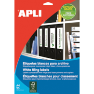 Etykiety samoprzylepne do segregatora APLI, 38x190mm, 175szt., białe