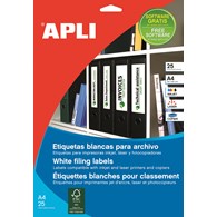Etykiety samoprzylepne do segregatora APLI, 61x190mm, 100szt., białe