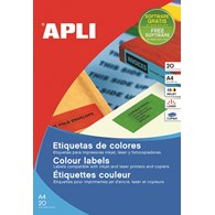 Etykiety kolorowe APLI, 70x37mm, zaokrąglone, czerwone, 20 ark.
