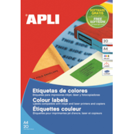 Etykiety kolorowe APLI, 70x37mm, zaokrąglone, czerwone, 20 ark.