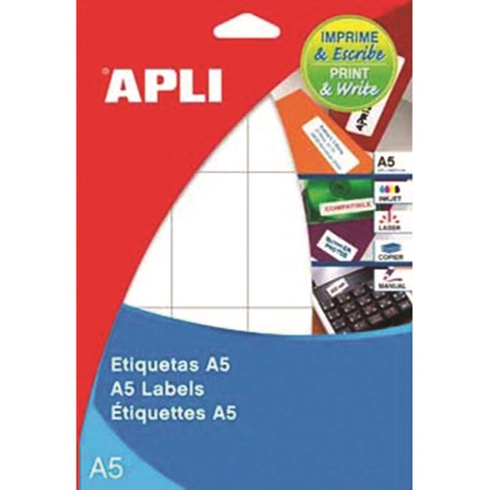 Etykiety uniwersalne APLI, 49x100mm, zaokrąglone, białe 17 ark.