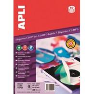 Etykiety na płyty CD/DVD APLI, średnica 114/41mm, okrągłe, białe