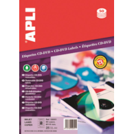 Etykiety na płyty CD/DVD APLI, średnica 114/41mm, okrągłe, białe