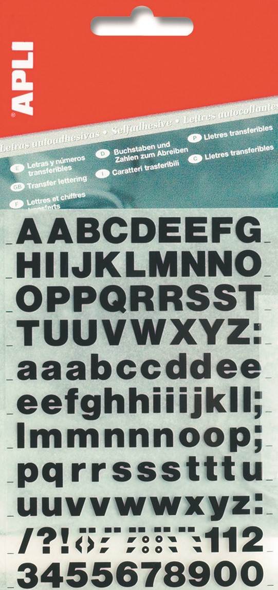 Litery samoprzylepne APLI, 10mm, czarne