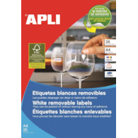 Etykiety uniwersalne APLI, 35,6x16,9mm, FSC, wielokrotnego użytku, 25 ark., białe