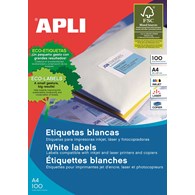 Etykiety uniwersalne APLI, 105x37mm, prostokątne, białe 100 ark.