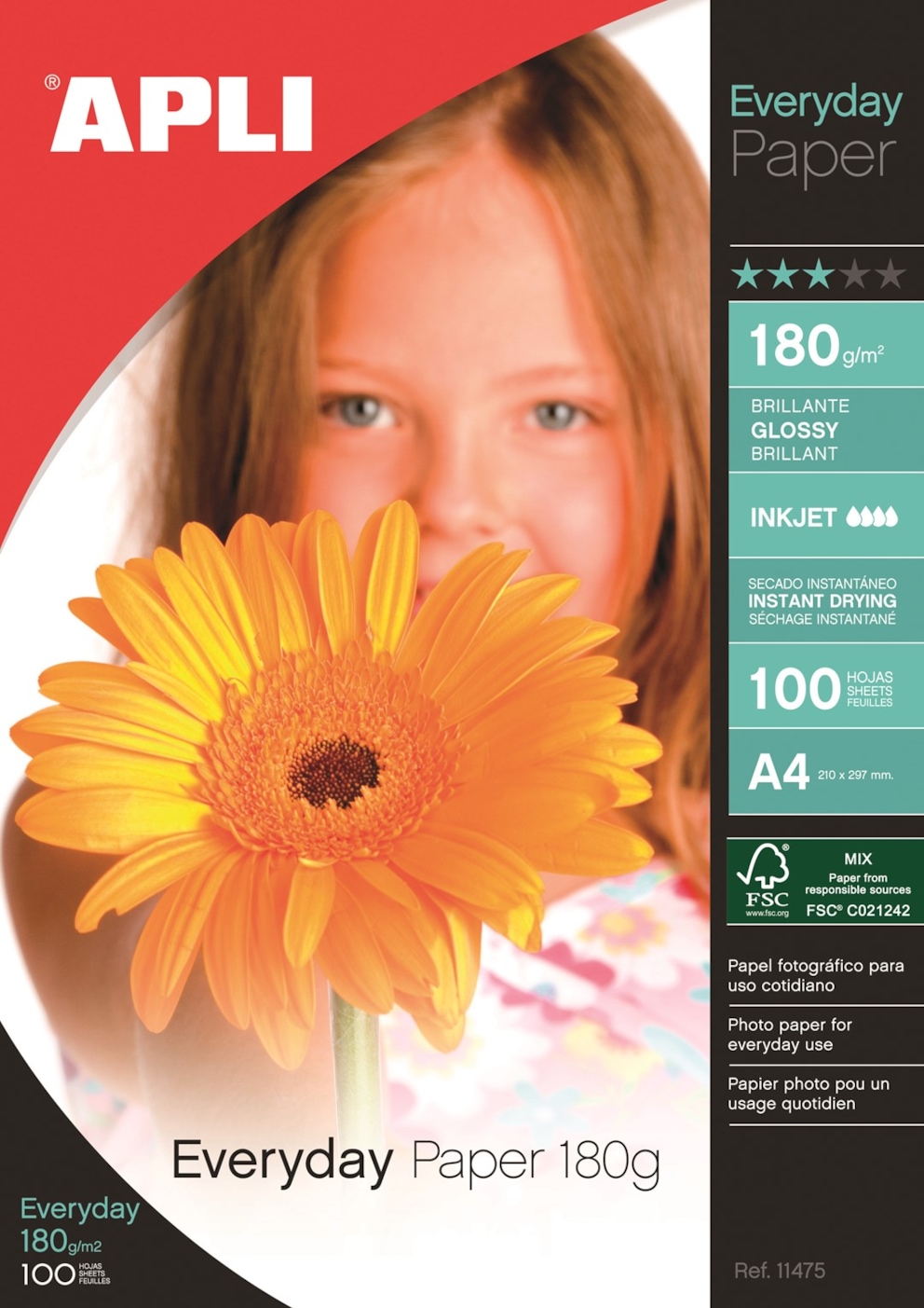 Papier fotograficzny APLI Everyday Photo Paper, A4, 180gsm, błyszczący, 100ark.