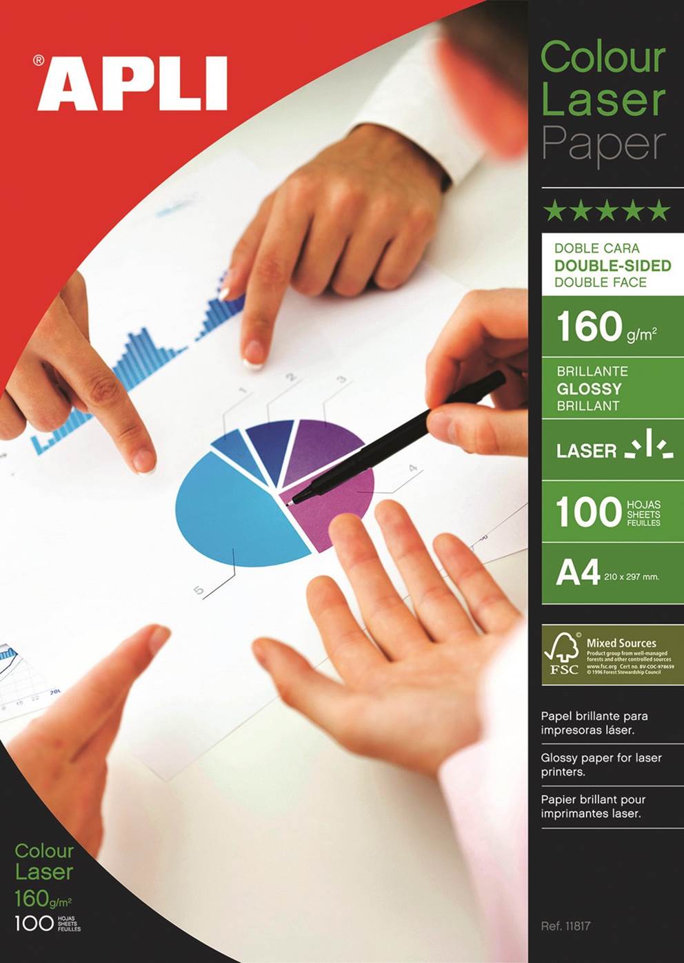 Papier fotograficzny APLI Glossy Laser Paper, A4, 160gsm, błyszczący, 100ark.