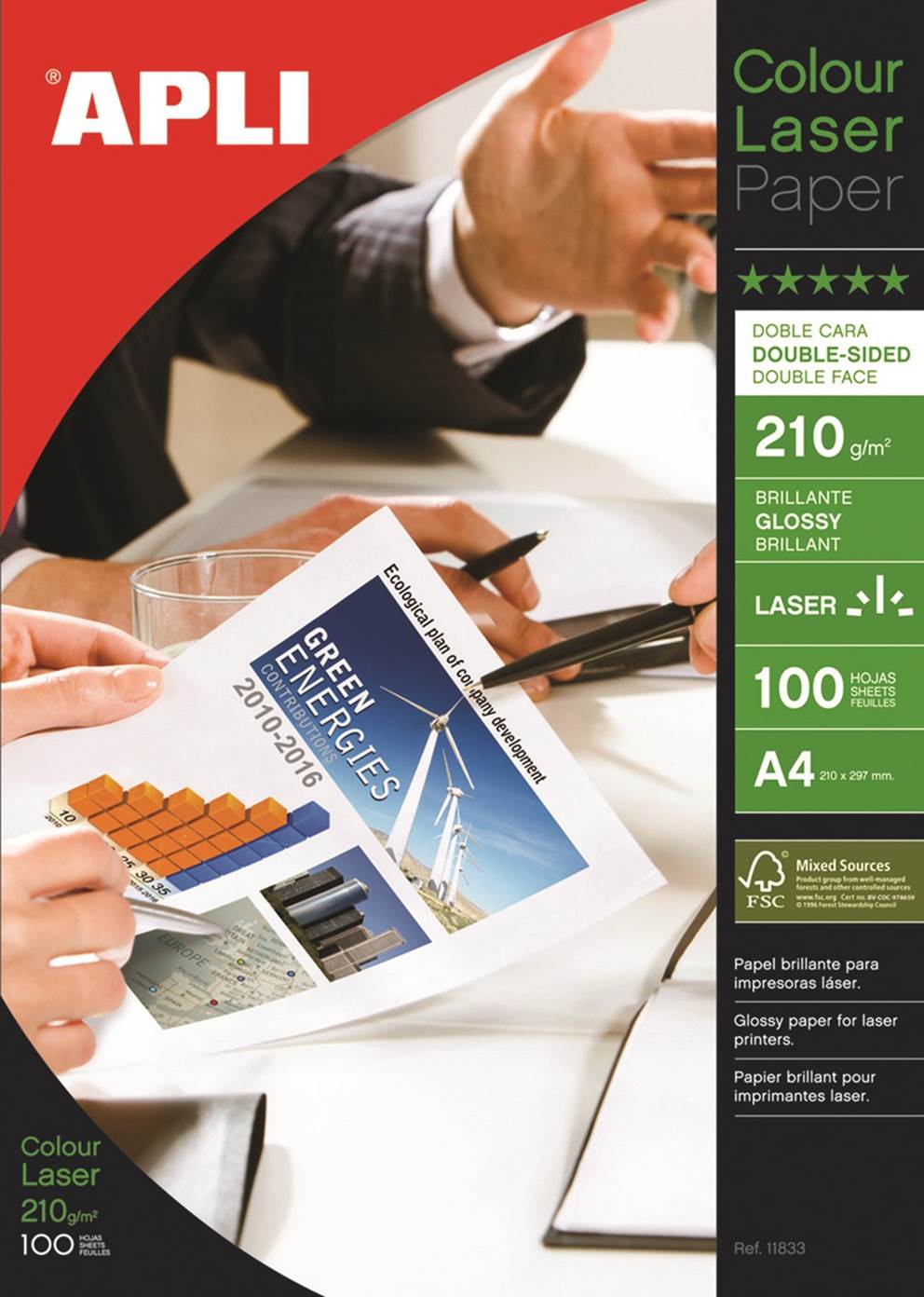 Papier fotograficzny APLI Glossy Laser Paper, A4, 210gsm, błyszczący, 100ark.