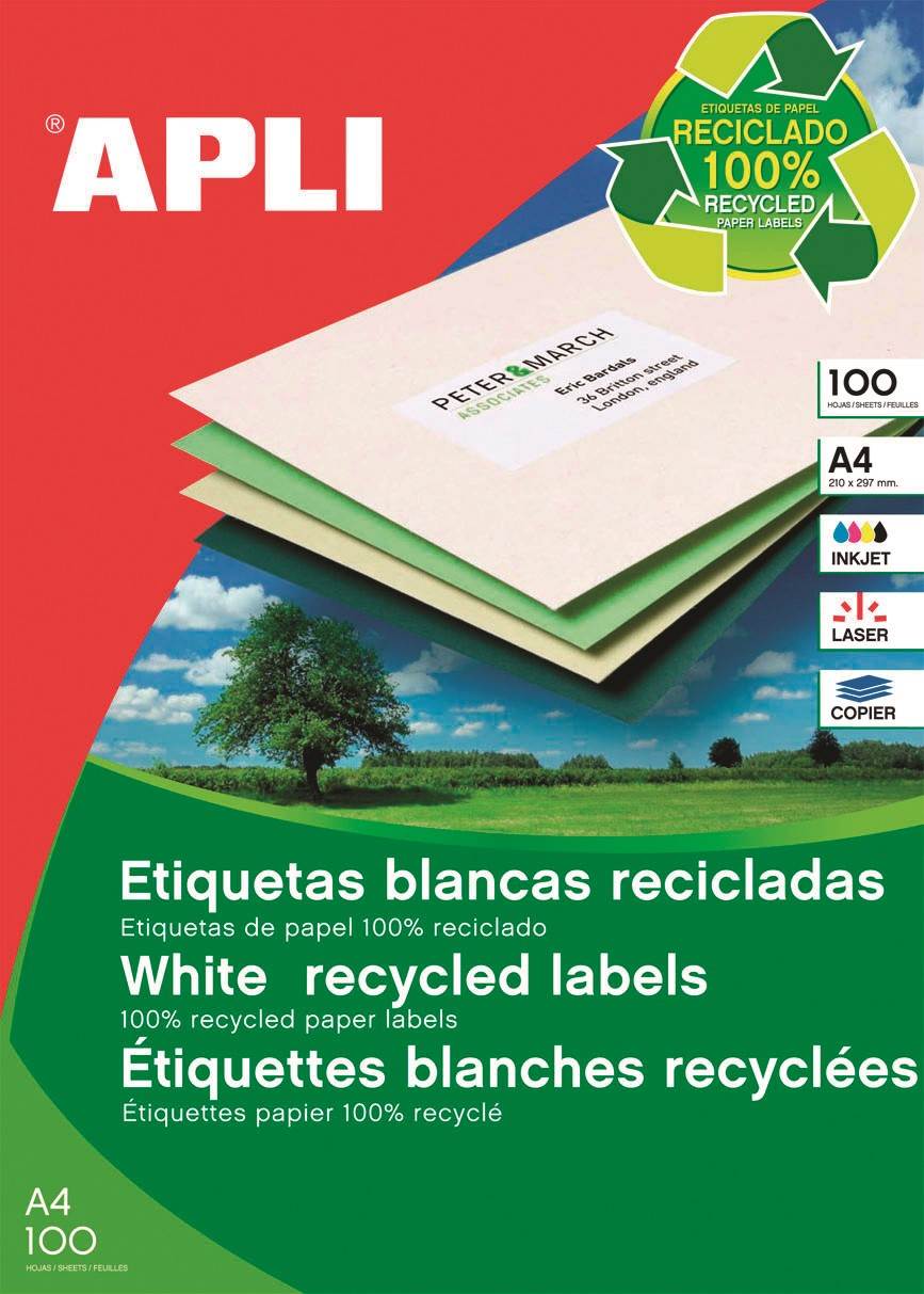 Etykiety ekologiczne APLI, 105x37mm, prostokątne, białe