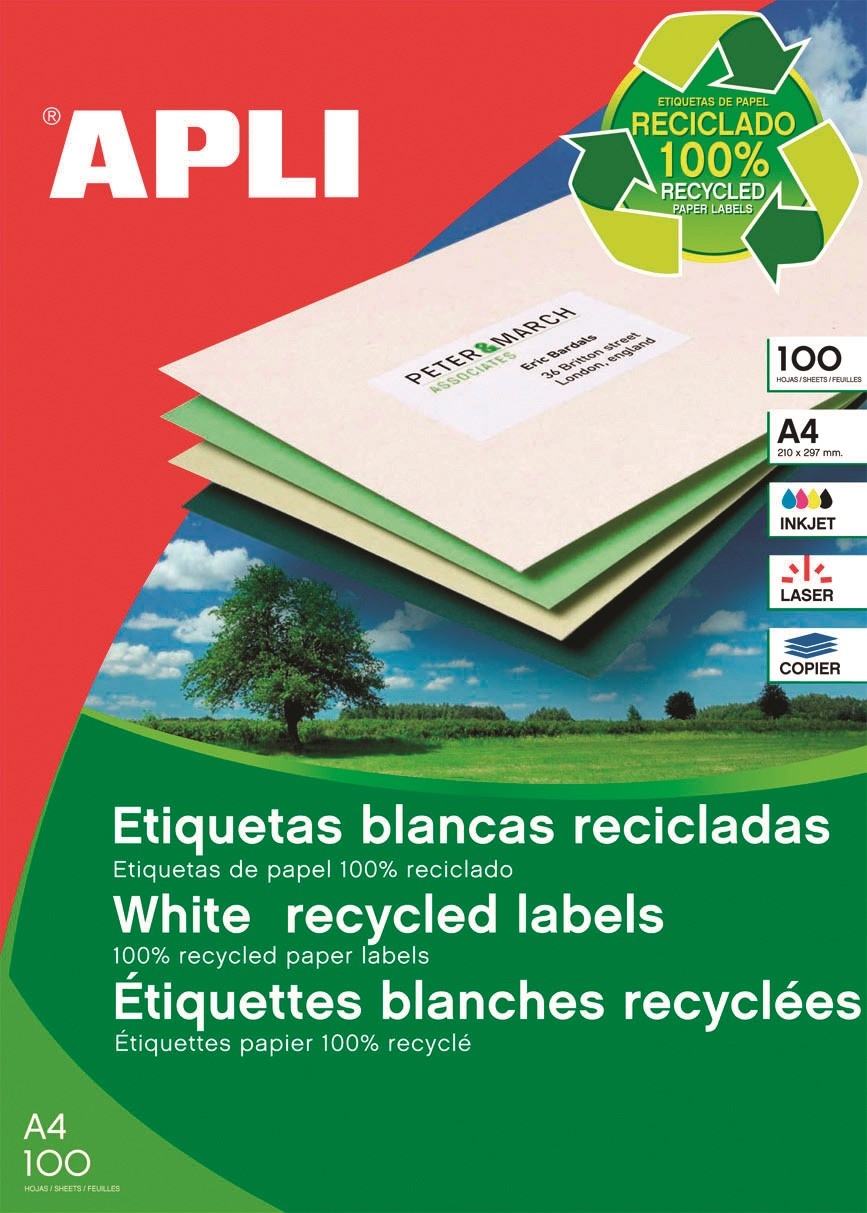 Etykiety ekologiczne APLI, 105x37mm, prostokątne, białe