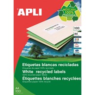 Etykiety ekologiczne APLI, 210x297mm, prostokątne, białe