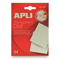 Kółka mocujące APLI typu  dot , usuwalne, 64szt., transparentne