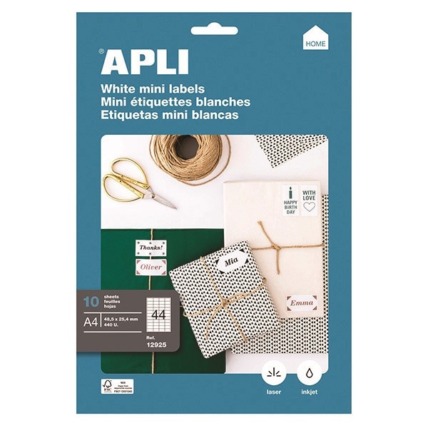 Etykiety uniwersalne APLI, 48,5x25,4mm, prostokątne, białe 10 ark.