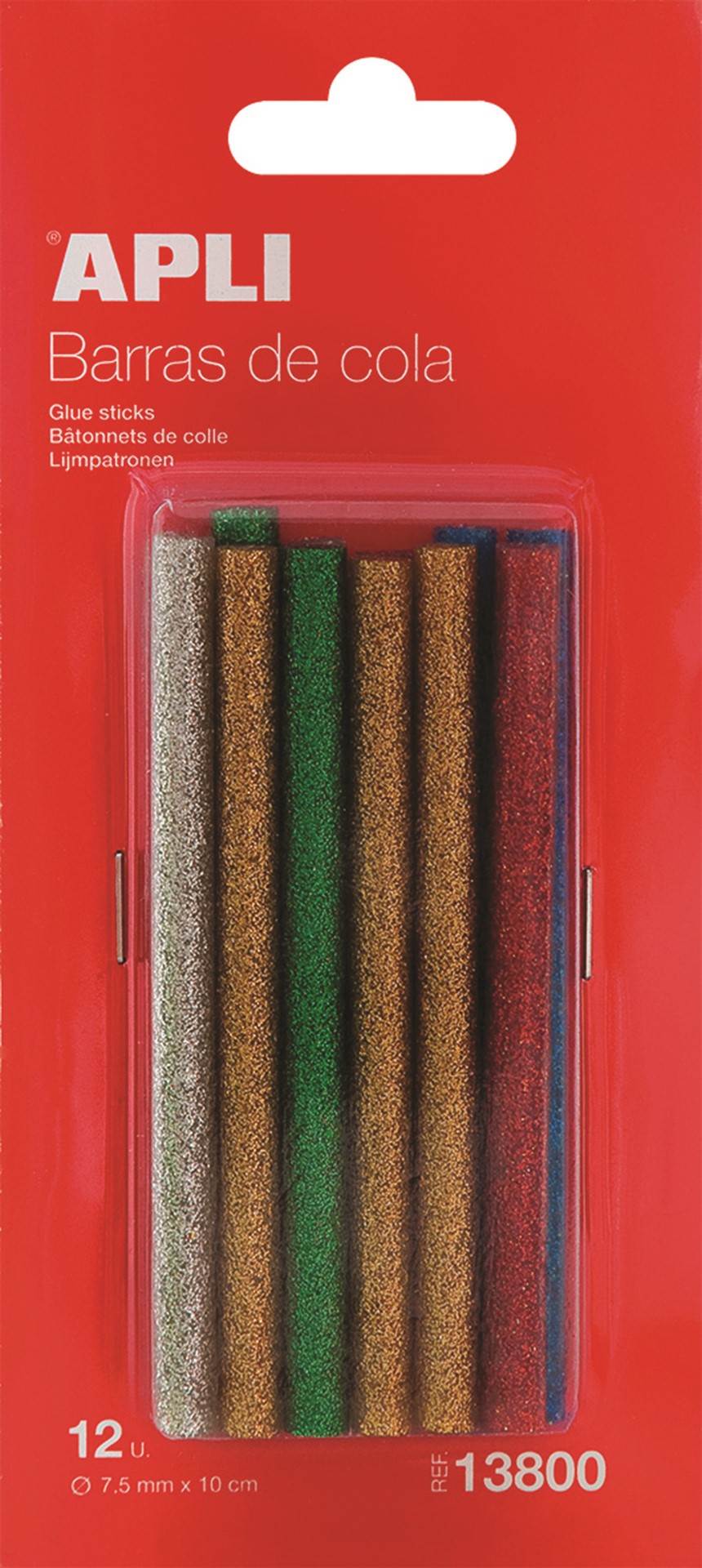 Klej termotopliwy, 7,5 mm, 12 szt., brokatowy, mix kolorów