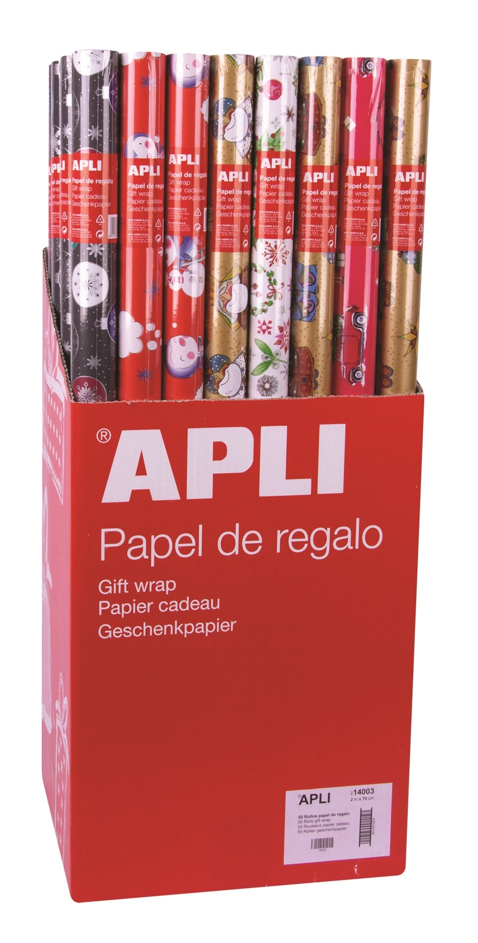 Papier prezentowy APLI, 60 g/m2, 1 szt., 70x200 cm, mix kolorów