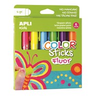 Farby w sztyfcie APLI, color sticks FLUO, 6x6 g. mix kolorów