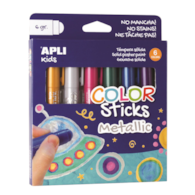 Farby w sztyfcie APLI, color sticks METALIC, 6x6 g. mix kolorów