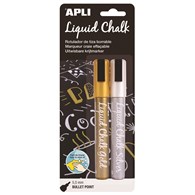 Marker kredowy APLI, 5,5 mm, blister 2 szt., złoty/srebrny