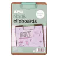 Clipboard APLI Nordik, deska A5, drewniana, z metalowym klipsem, pastelowy zielony