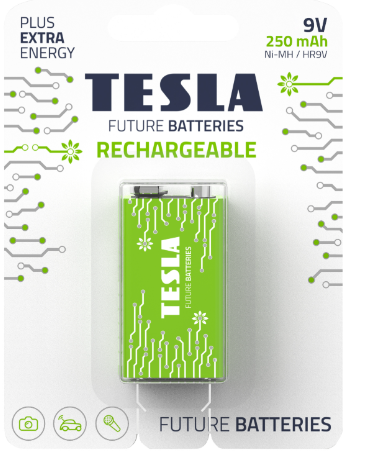 Akumulatorek 9V Tesla Green