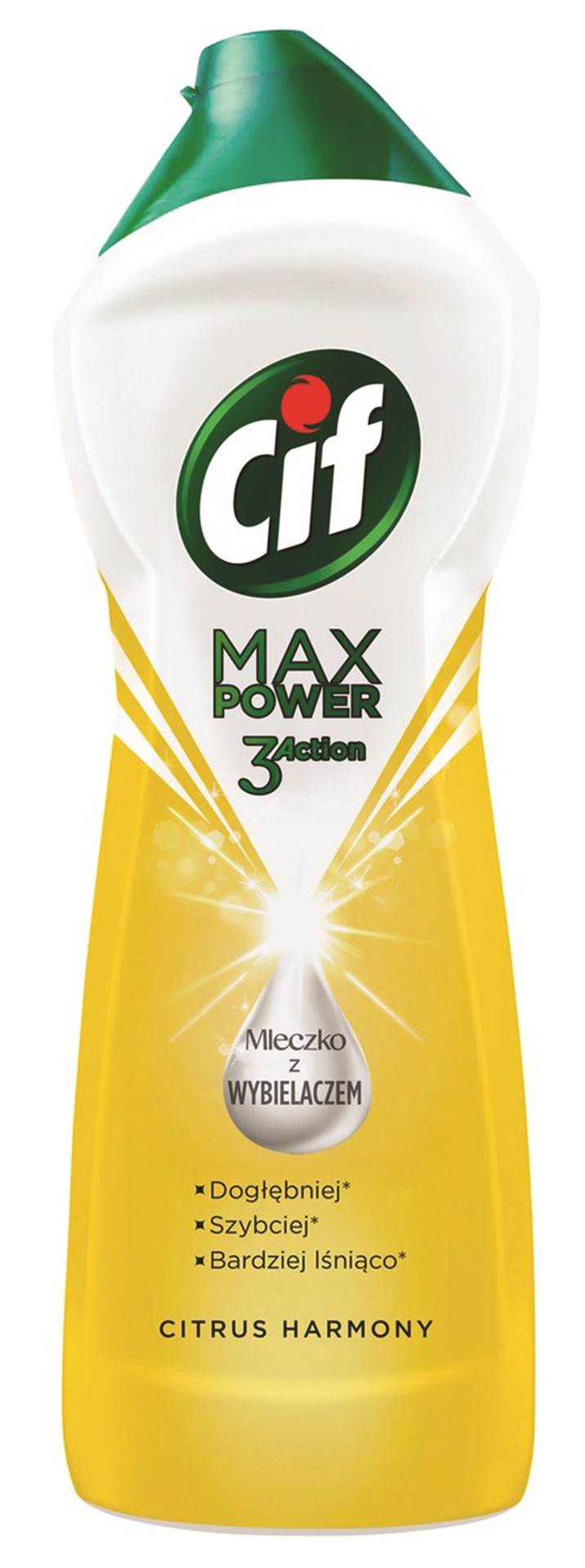 Mleczko do czyszczenia CIF Max Power 3 Action Cytryna, z wybielaczem, 780g