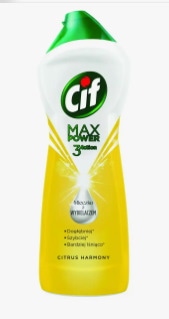 Mleczko do czyszczenia CIF Max Power 3 Action Cytryna, z wybielaczem, 780g
