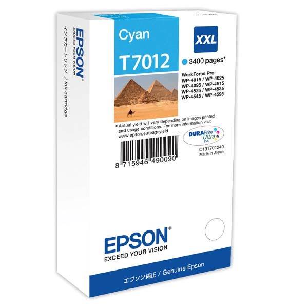 Tusz Epson  T7012  do WP-4015DN/4095DN/4515DN/4525DNF XXL | 34,2ml | cyan