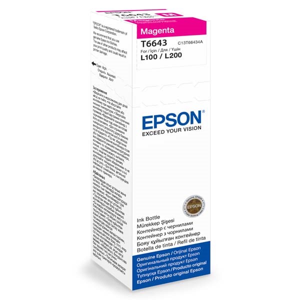 Butelka  z tuszem  Epson T6643 do L-100/200/210/300/355/550  | 70ml | magenta