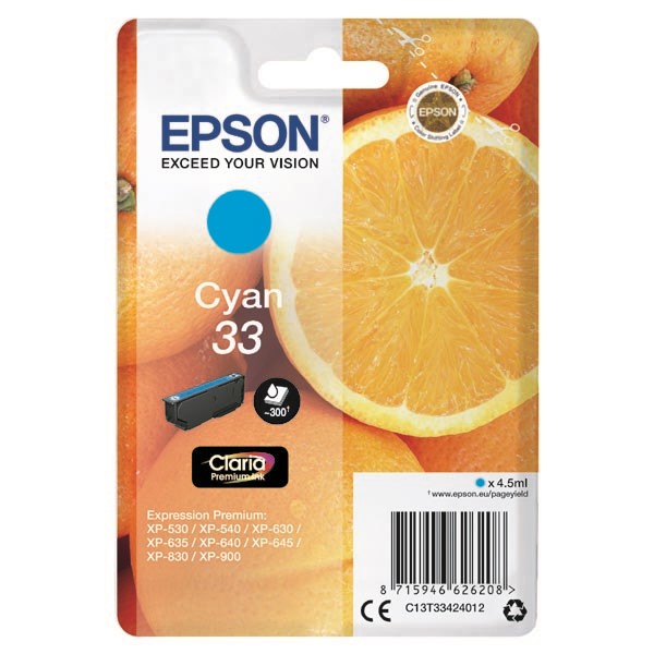 Tusz  Epson cyan Claria T33 singlepack