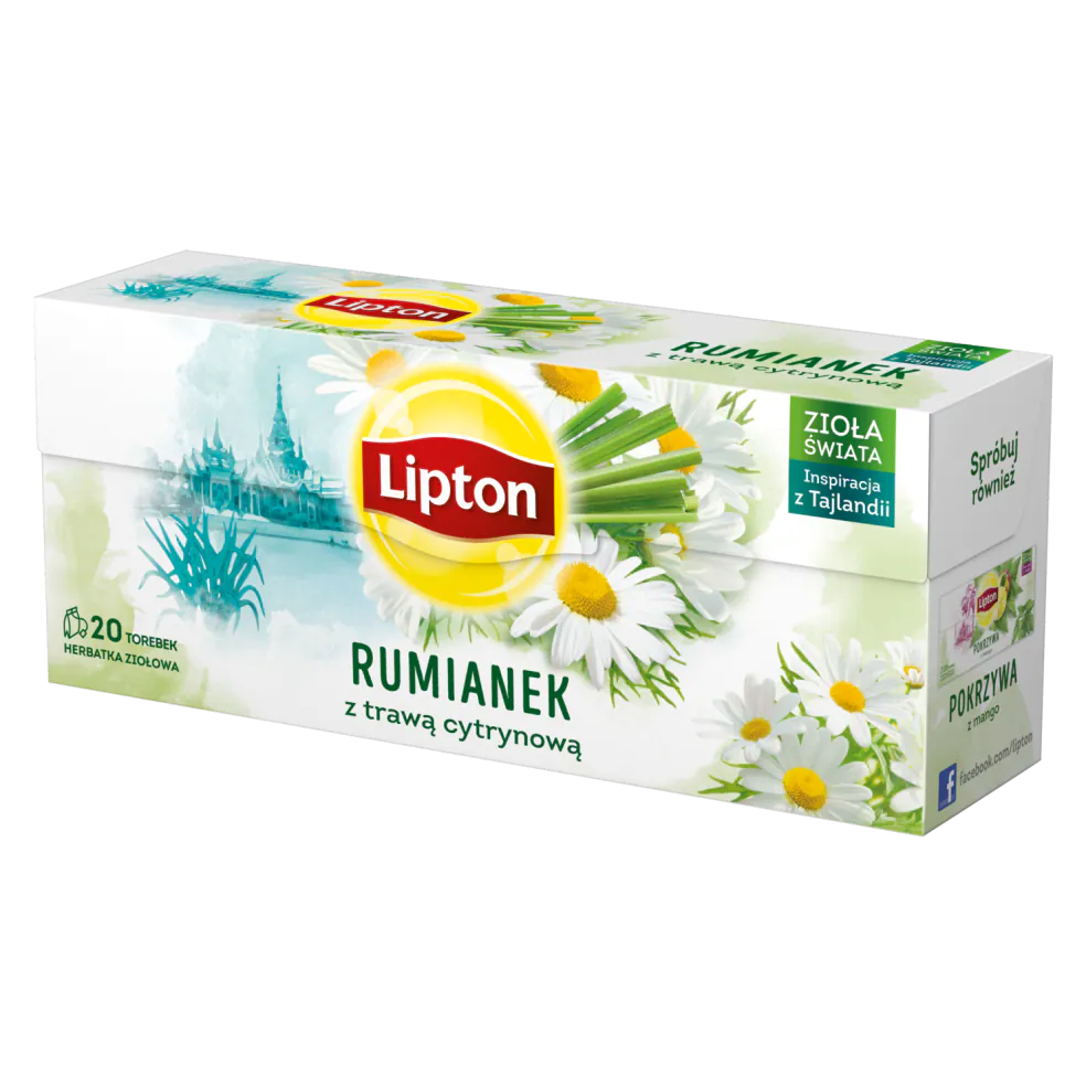Herbata ziołowa rumianek z trawą cytrynową Zioła Świata Lipton 20 torebek
