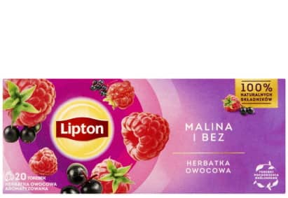 Herbata LIPTON owocowa, malina i bez, 20 torebek