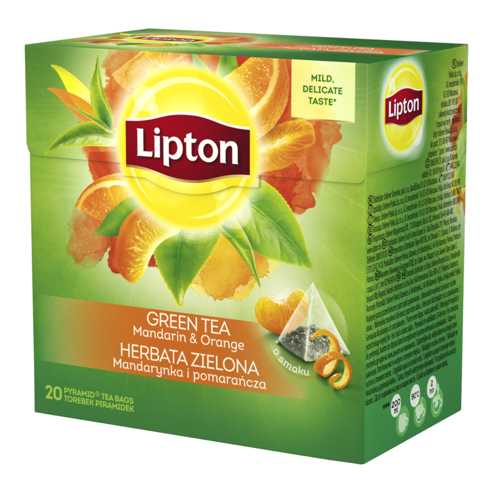 Herbata zielona mandarynka i pomarańcza Green Tea Lipton 20 piramidek