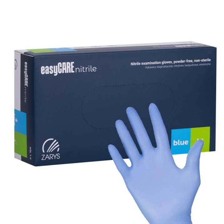 Rękawice nitryl bezpudrowe L op 100 ZARYS niebiesk