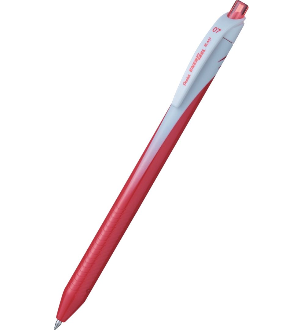pióro kulkowe z płynnym tuszem żelowym,  system przyciskowy czerwony Pentel